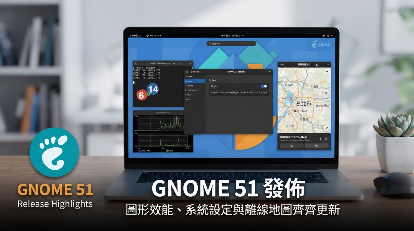 GNOME 51 發佈:圖形效能、系統設定與離線地圖齊齊更新