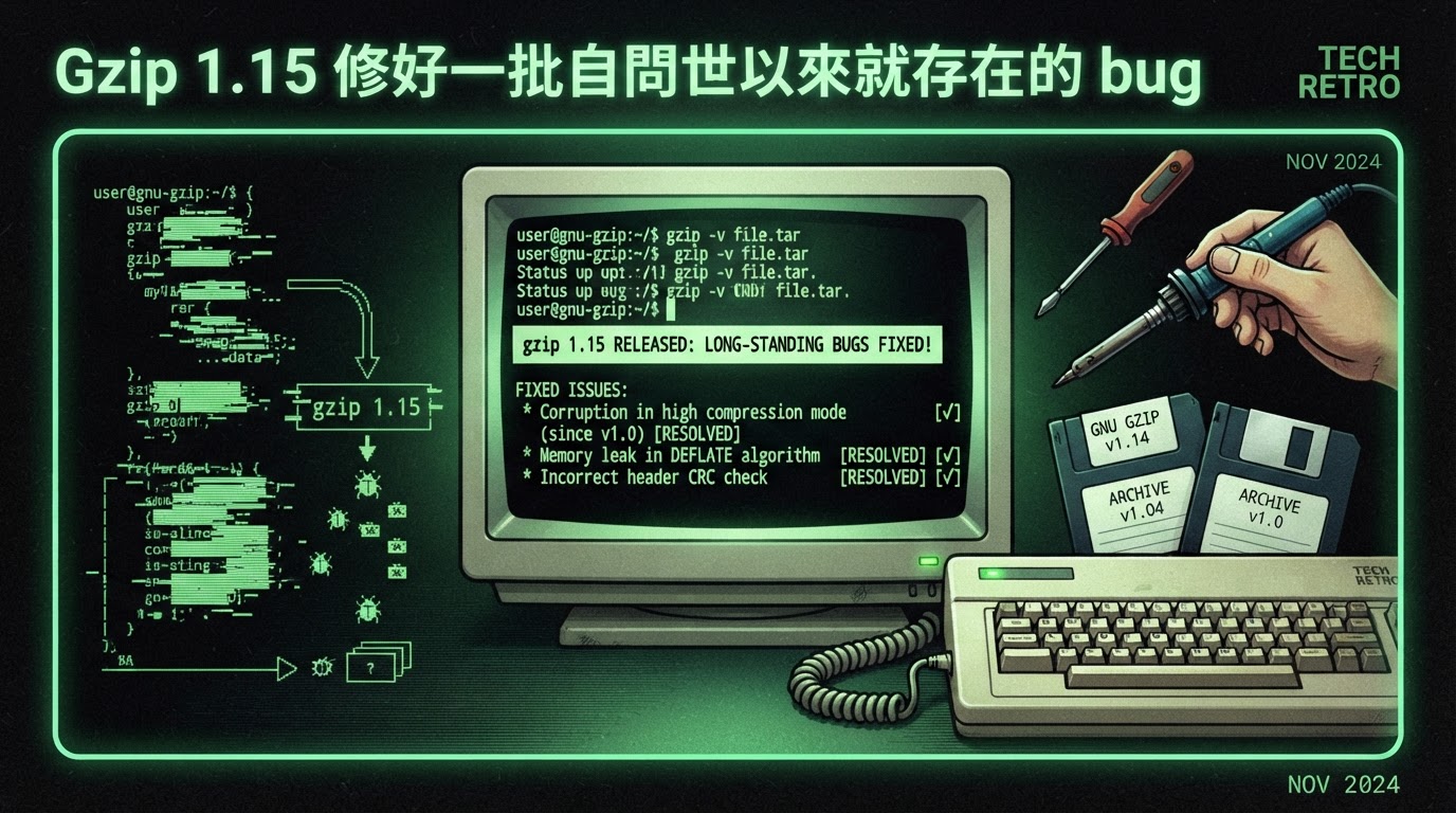 Gzip 1.15 修好一批自問世以來就存在的 bug