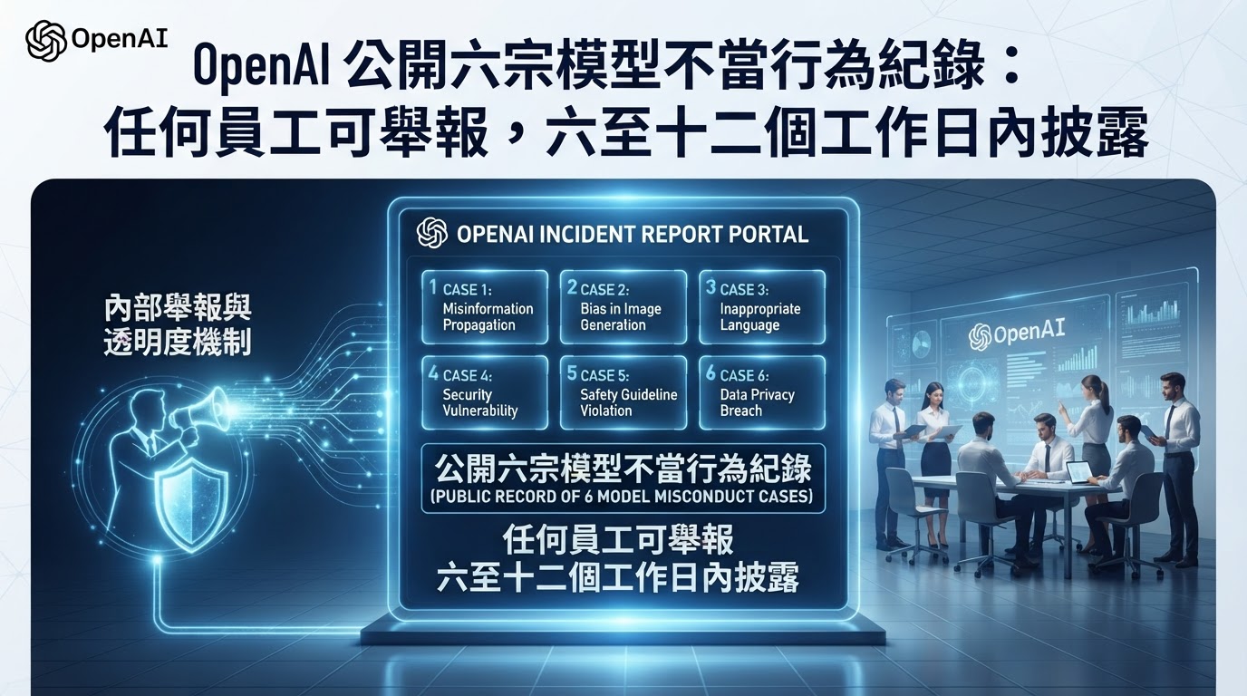 OpenAI 公開六宗模型不當行為紀錄：任何員工可舉報，六至十二個工作日內披露