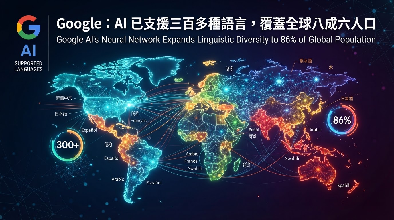 Google:AI 已支援三百多種語言,覆蓋全球八成六人口