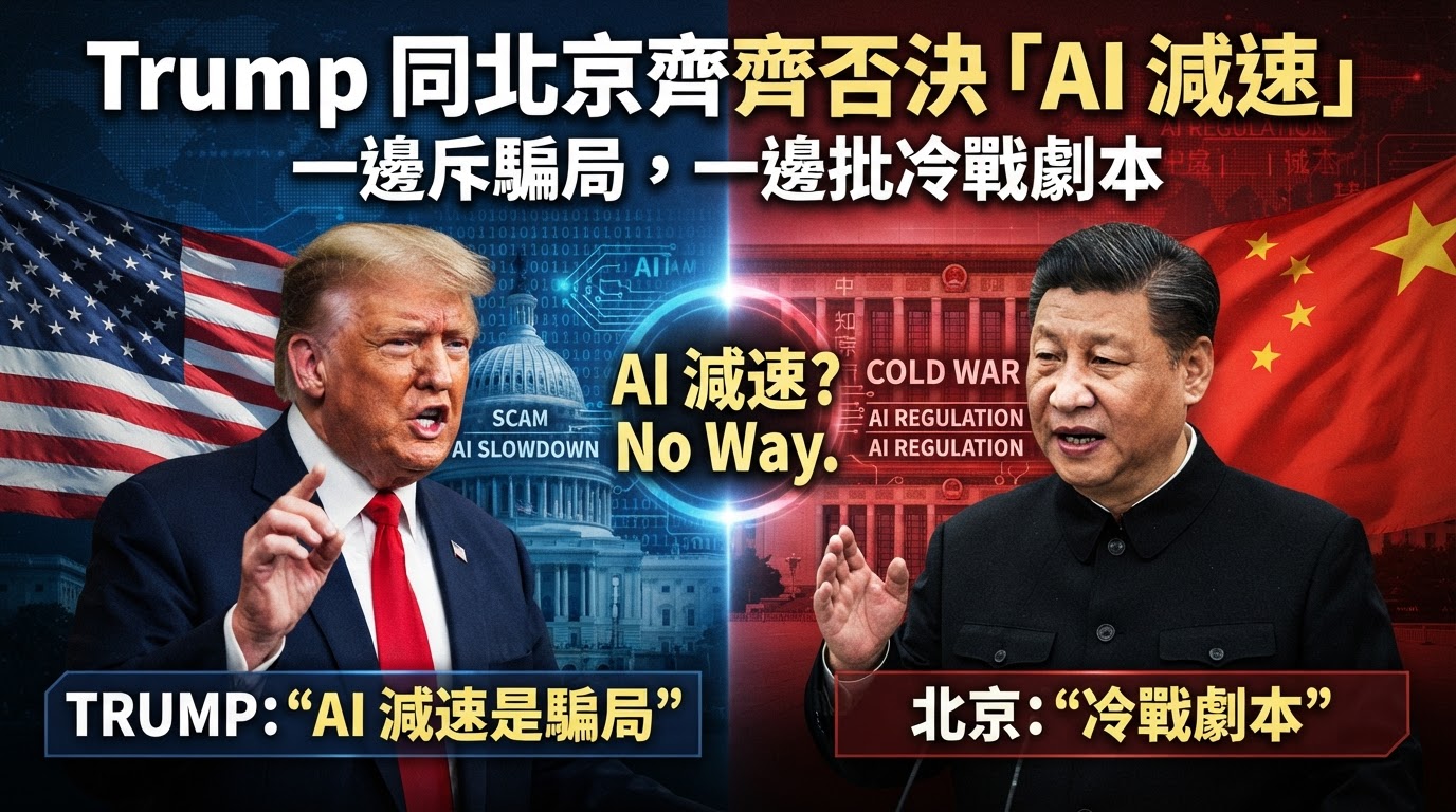 Trump 同北京齊齊否決「AI 減速」：一邊斥騙局，一邊批冷戰劇本