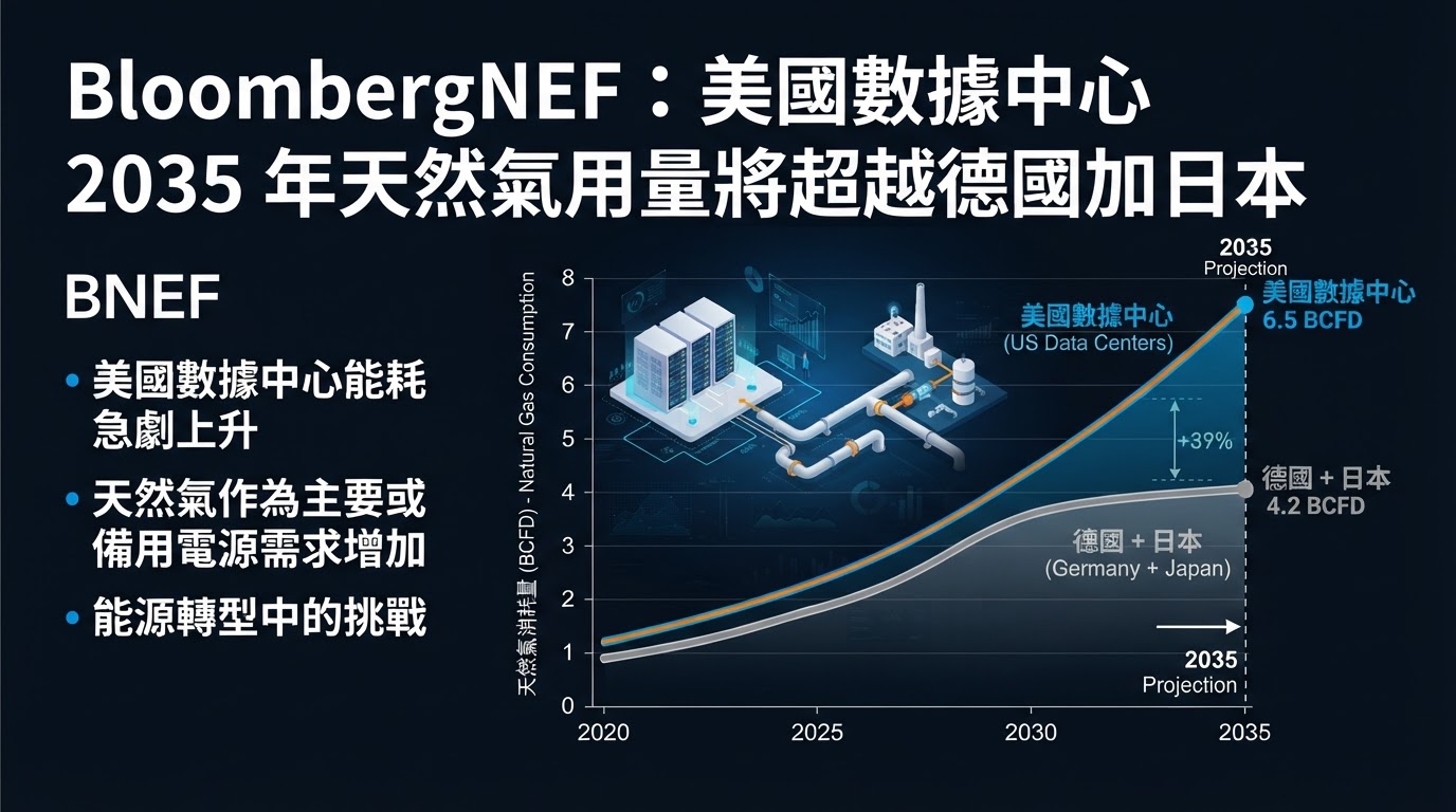 BloombergNEF：美國數據中心 2035 年天然氣用量將超越德國加日本