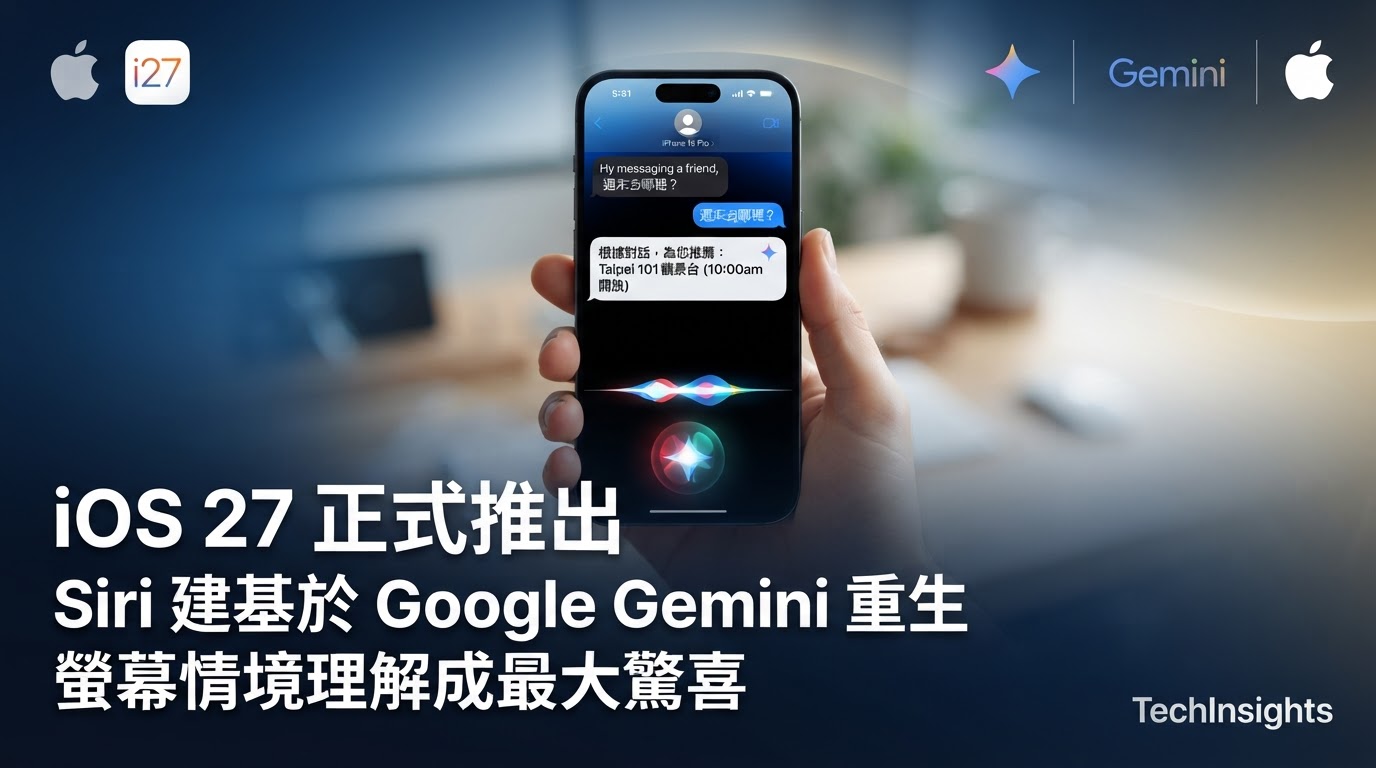 iOS 27 正式推出:Siri 建基於 Google Gemini 重生,螢幕情境理解成最大驚喜