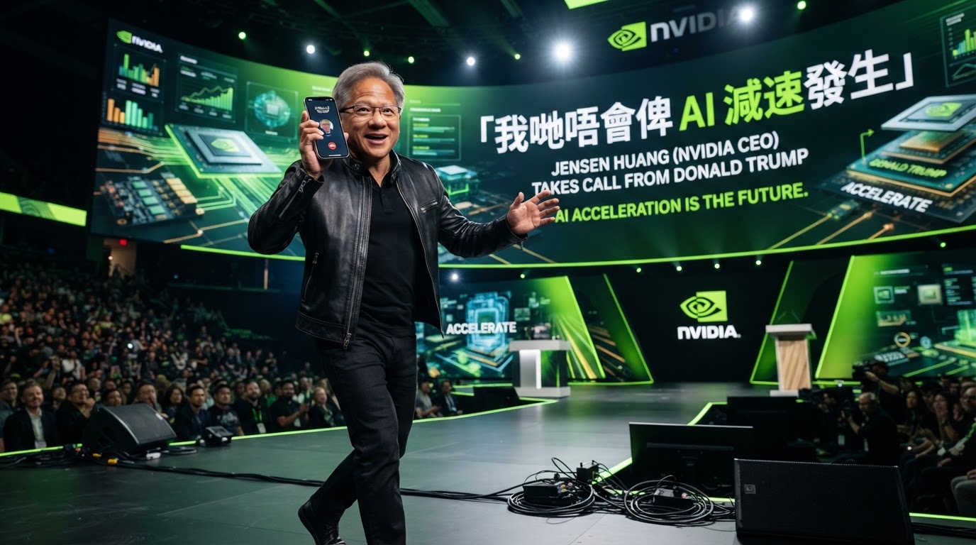黃仁勳台上接特朗普來電：「我哋唔會俾 AI 減速發生」