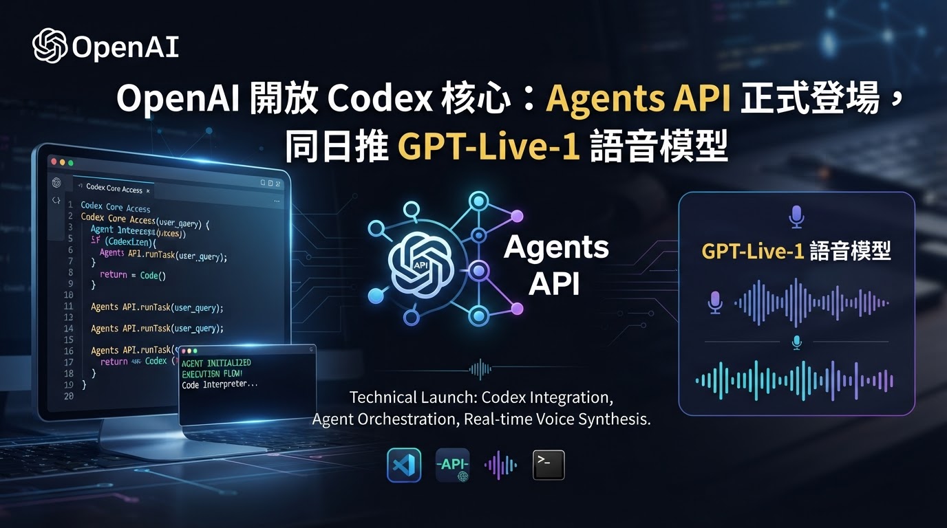 OpenAI 開放 Codex 核心:Agents API 正式登場,同日推 GPT-Live-1 語音模型