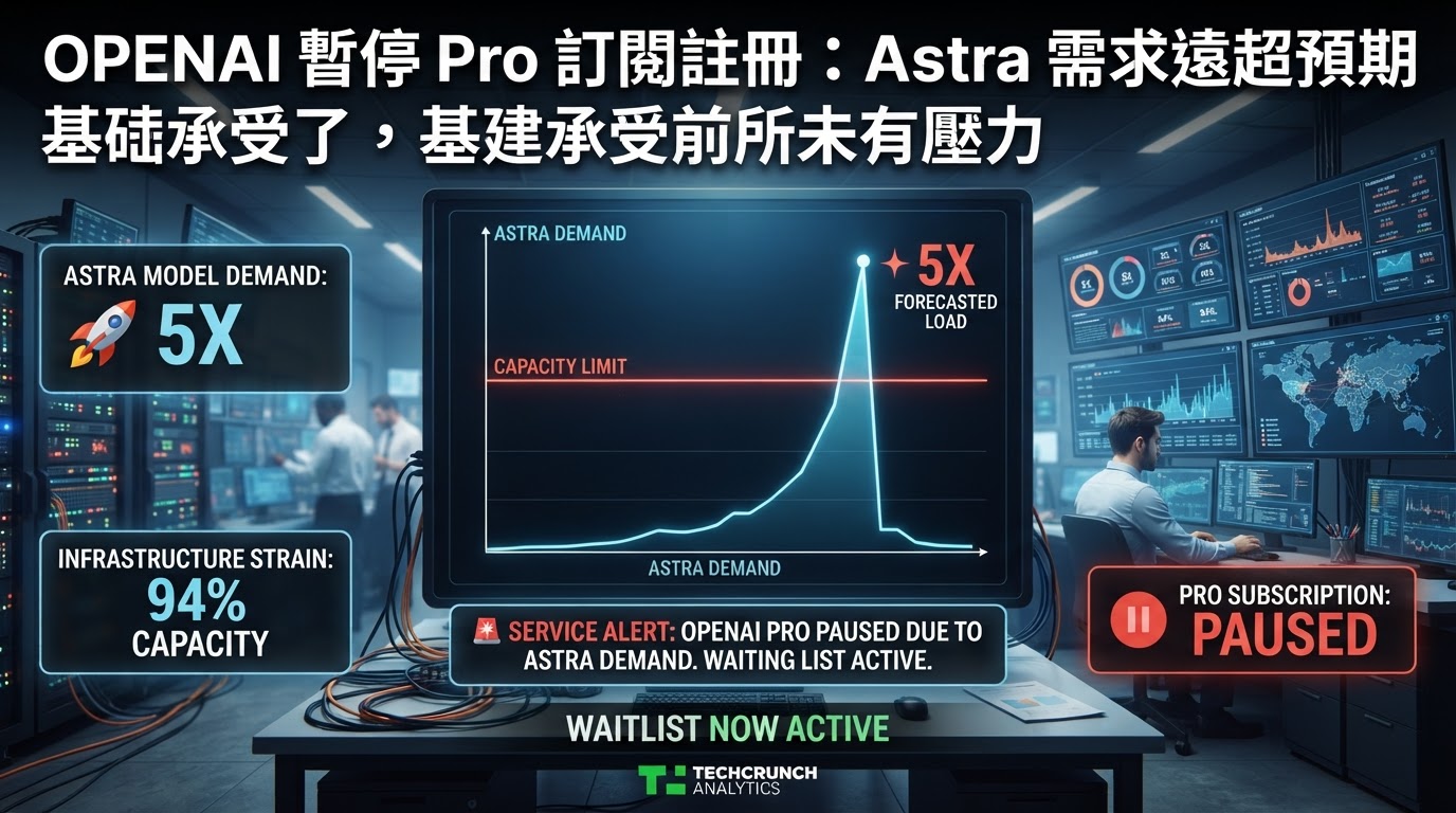 OpenAI 暫停 Pro 訂閱註冊:Astra 需求遠超預期,基建承受前所未有壓力
