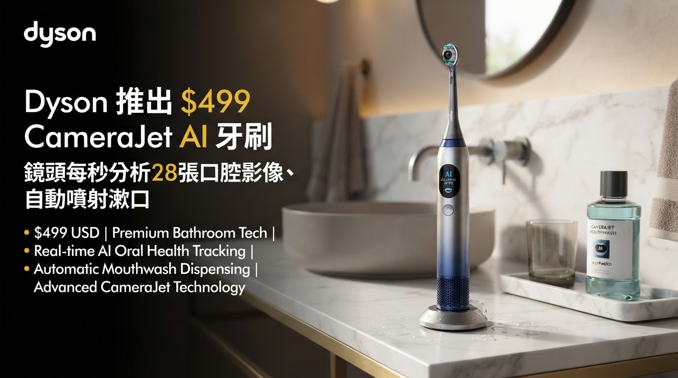 Dyson 推出 $499 CameraJet AI 牙刷:鏡頭每秒分析28張口腔影像、自動噴射漱口