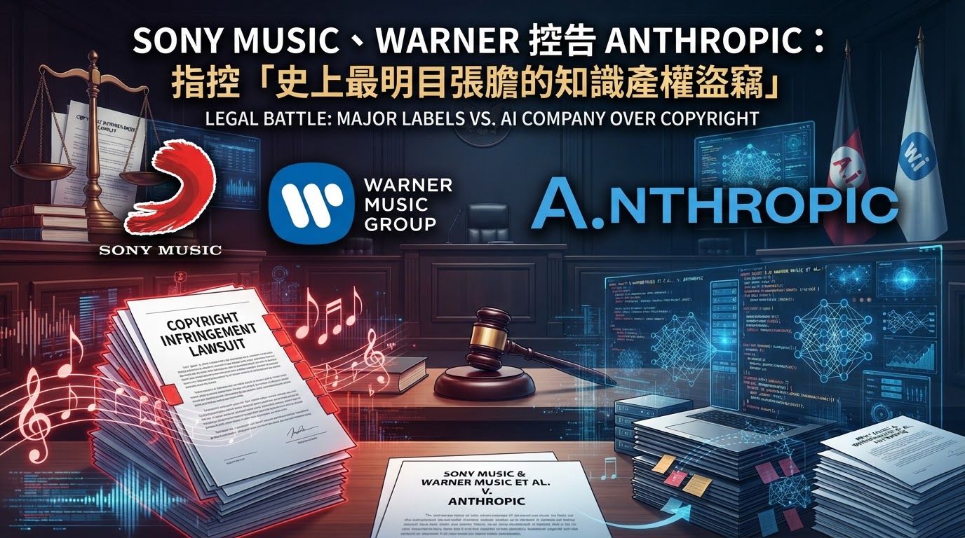 Sony Music、Warner 控告 Anthropic:指控「史上最明目張膽的知識產權盜竊」