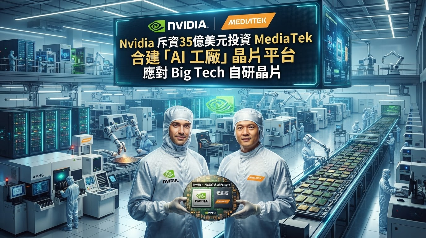 Nvidia 斥資35億美元投資 MediaTek:合建「AI 工廠」晶片平台,應對 Big Tech 自研晶片