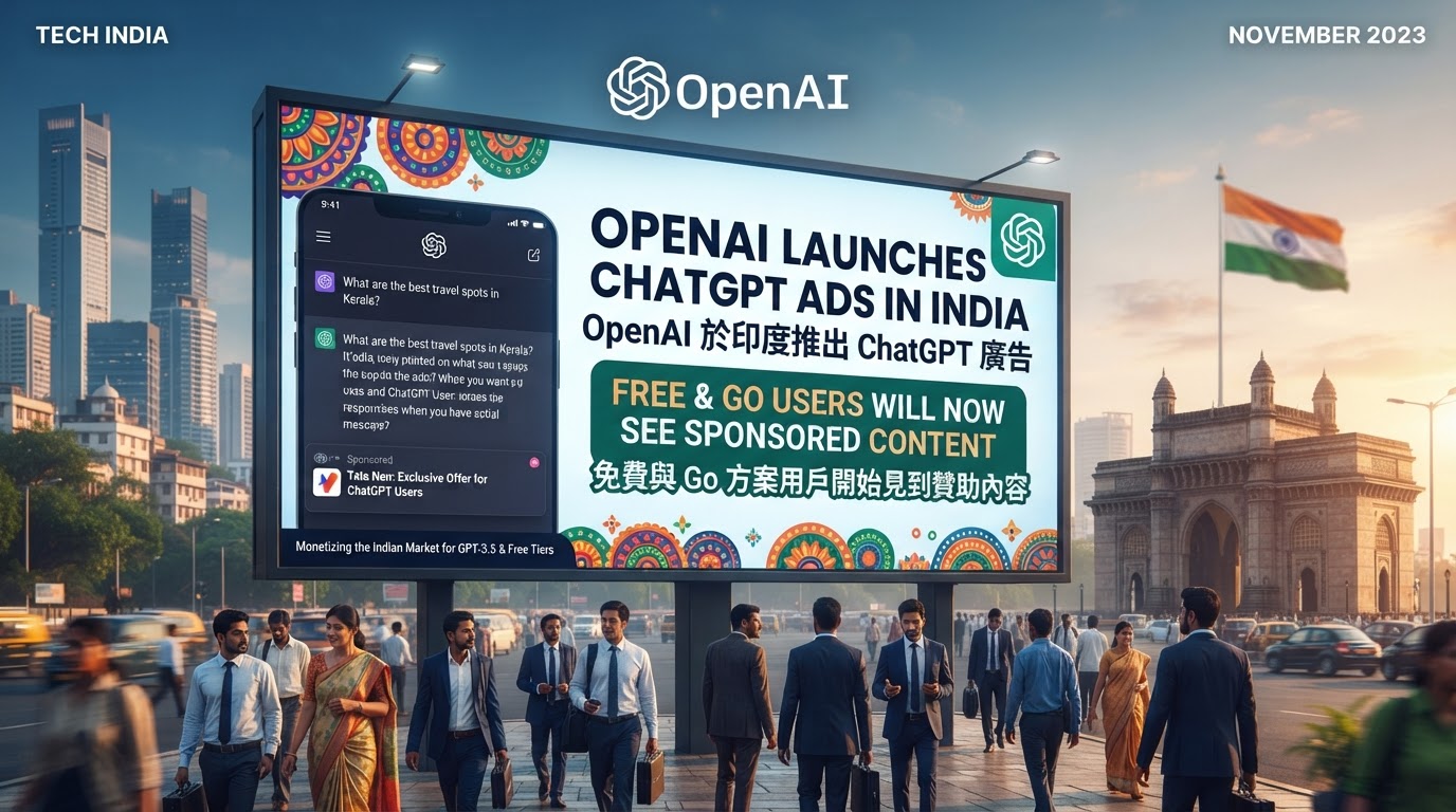 OpenAI 於印度推出 ChatGPT 廣告：免費與 Go 方案用戶開始見到贊助內容