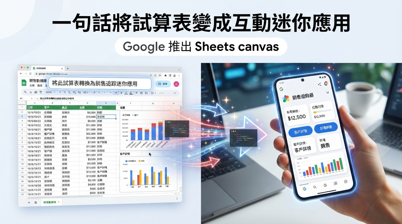Google 推出 Sheets canvas：一句話將試算表變成互動迷你應用