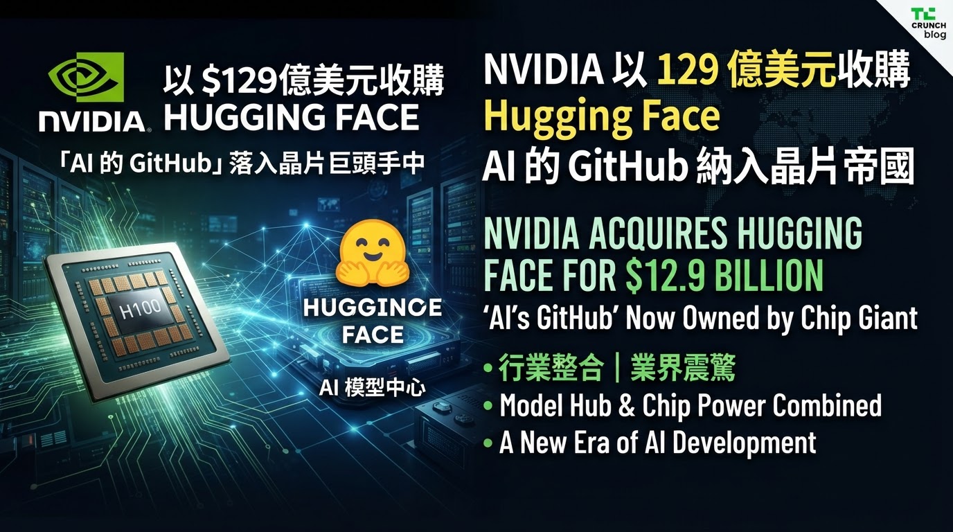 Nvidia 以 129 億美元收購 Hugging Face:「AI 的 GitHub」落入晶片巨頭手中