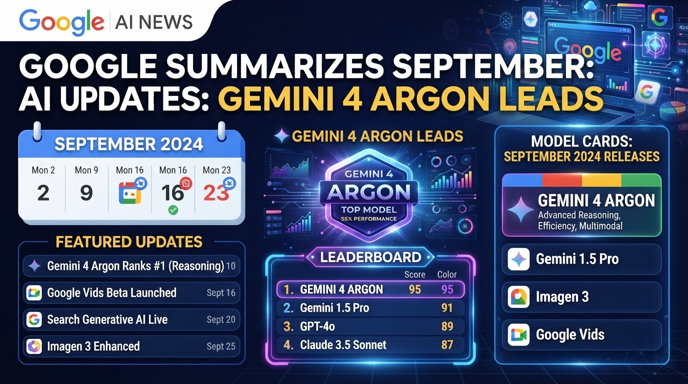 Google 總結九月人工智能更新：Gemini 4 Argon 領軍