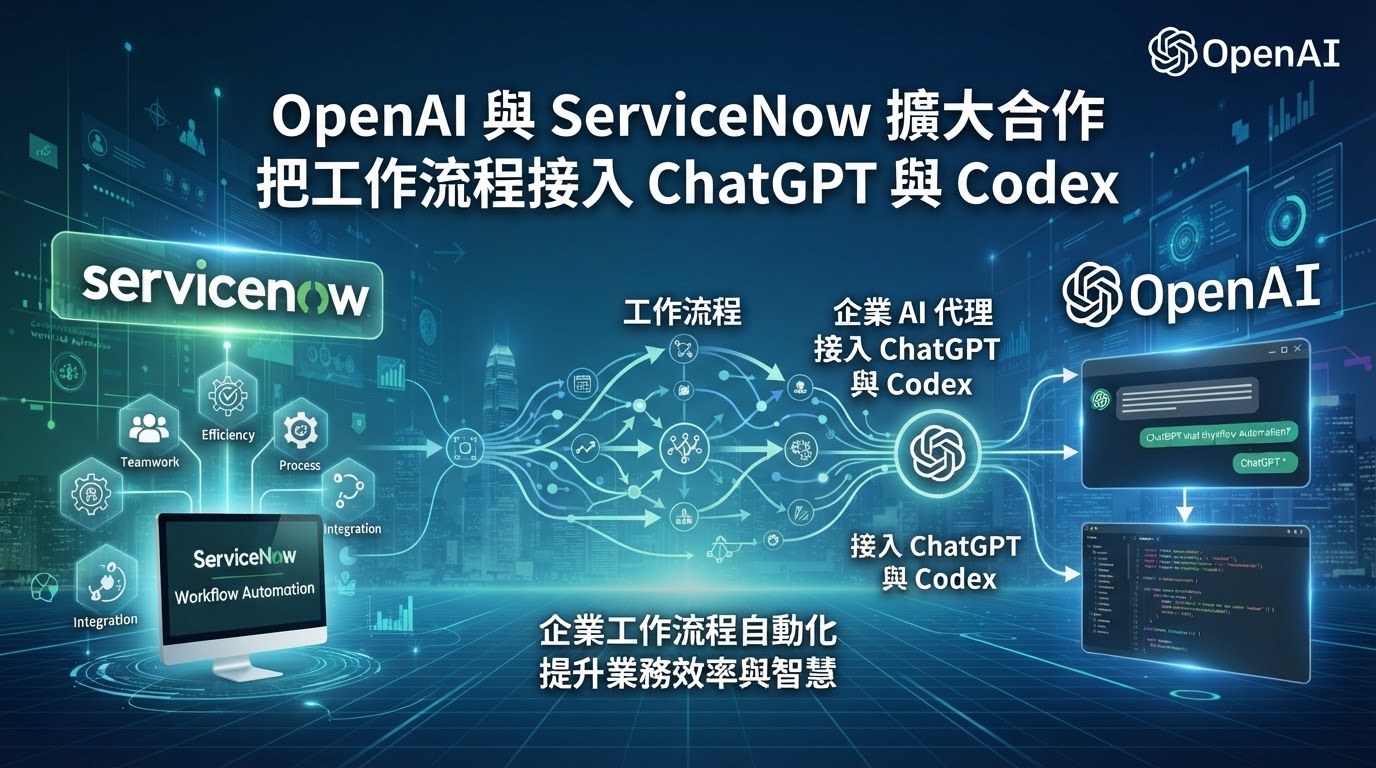 OpenAI 與 ServiceNow 擴大合作 把工作流程接入 ChatGPT 與 Codex