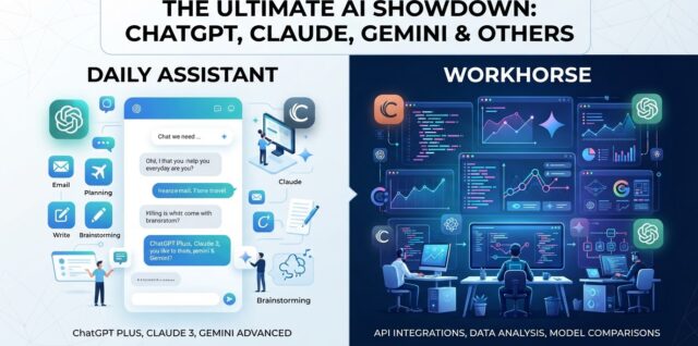 Comparison of 5 major AI tools showing daily assistant vs workhorse models