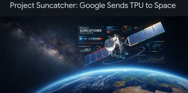 Project Suncatcher prototype satellite in Earth orbit collecting TPU data for Google