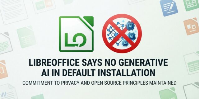 LibreOffice logo with prohibition symbol over AI icons