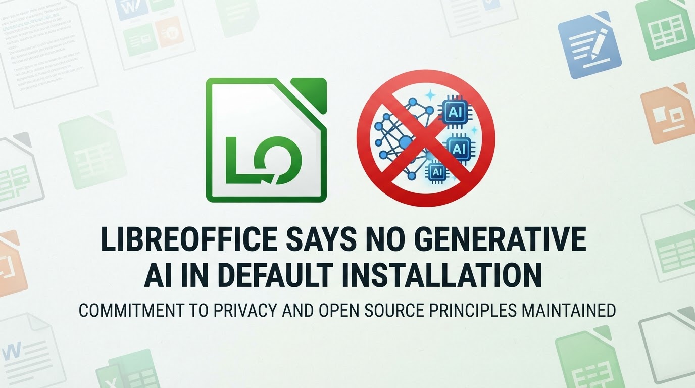 LibreOffice logo with prohibition symbol over AI icons