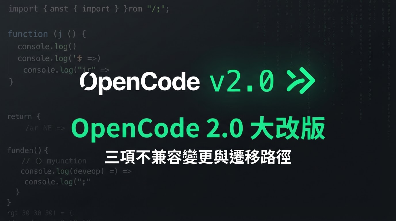 OpenCode 2.0 major release with three breaking changes and migration guide